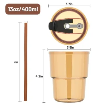 Luxfuel 13oz Tumbler Glass with Straw & Lid - 2 Pack