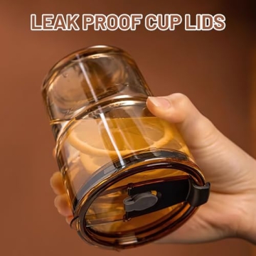 Luxfuel 13oz Tumbler Glass with Straw & Lid - 2 Pack