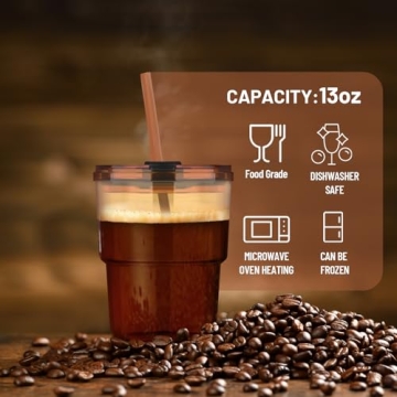 Luxfuel 13oz Tumbler Glass with Straw & Lid - 2 Pack