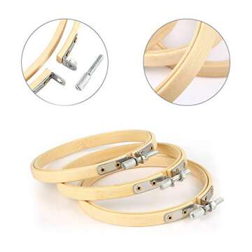 Pllieay 12 Pieces 4 Inch Embroidery Hoops - Crafting Essentials in Bamboo