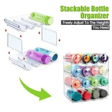 AKALOL Water Bottle Organizer For Cabinet,4 Pack Plastic Clear Stackable Holder Storage,Pantry and Cabinet Organizer,Wine Rack/Drink Storage Stand for Refrigerator,Kitchen,Freezer