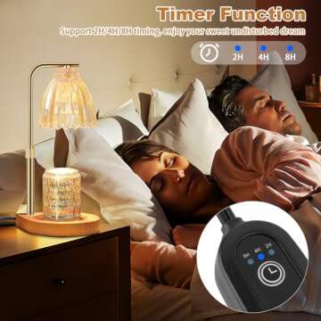 AIFEI Candle Warmer Lamp with Timer, Electric Candle Lamp with 2 Bulbs Adjustable Height Dimmable Candle Lamp Warmer for Jar Candles Home Decor Present for Mom Christmas Mother's Day (Natural Wood 1)