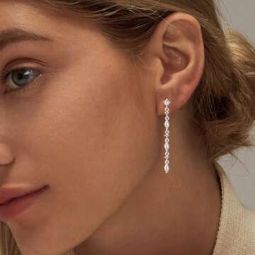 SELFROSE Silver Dangle Earrings - Trendy, Hypoallergenic Jewelry for Women