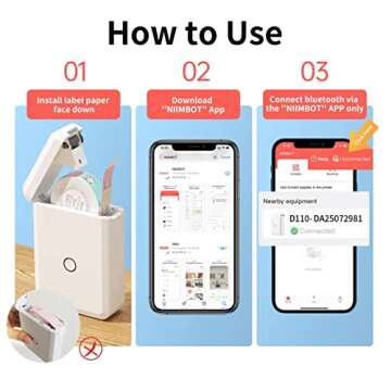 Label Maker Machine with Tape, D110 Portable Bluetooth Label Printer, Small Smart Phone Handheld Sti...