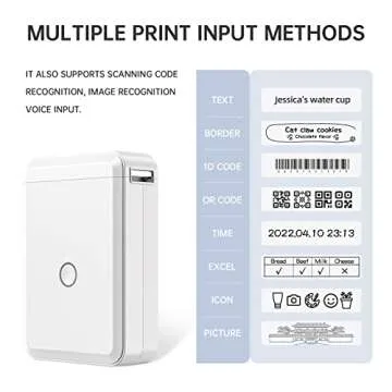 Label Maker Machine with Tape, D110 Portable Bluetooth Label Printer, Small Smart Phone Handheld Sticker Mini Labeler, Easy to Use Inkless Office Home Organization USB Rechargeable