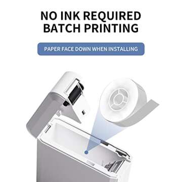 Label Maker Machine with Tape, D110 Portable Bluetooth Label Printer, Small Smart Phone Handheld Sticker Mini Labeler, Easy to Use Inkless Office Home Organization USB Rechargeable