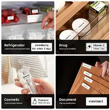 Label Maker Machine with Tape, D110 Portable Bluetooth Label Printer, Small Smart Phone Handheld Sticker Mini Labeler, Easy to Use Inkless Office Home Organization USB Rechargeable