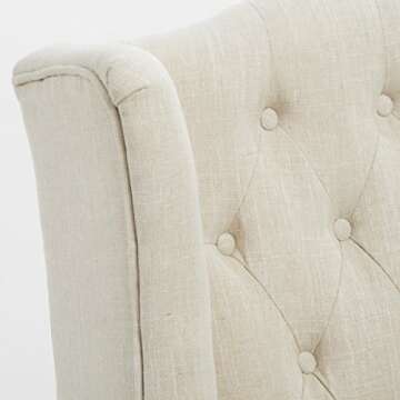 GDFStudio Tall Tufted Fabric Accent Chair, Vintage Club Seat for Living Room (Light Beige)