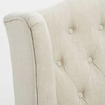 GDFStudio Tall Tufted Fabric Accent Chair, Vintage Club Seat for Living Room (Light Beige)