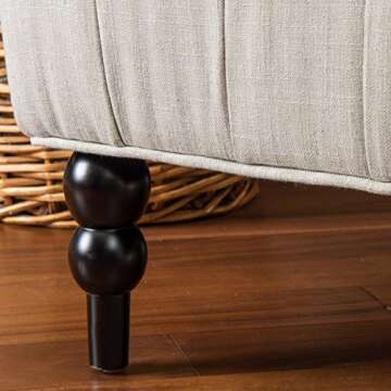 GDFStudio Tall Tufted Fabric Accent Chair, Vintage Club Seat for Living Room (Light Beige)