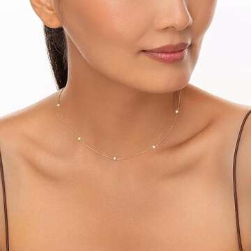 Krudan Dainty Gold Necklace for Women Simple Cubic Zirconia Diamond Necklace 14K Gold Plated Necklaces for Women Trendy Jewelry Gifts