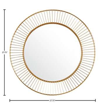 Amazon Brand - Rivet Modern Round Iron Circle Metal Hanging Wall Mount Mirror, 27.75 x 27.75 inches, Gold