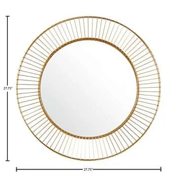 Amazon Brand - Rivet Modern Round Iron Circle Metal Hanging Wall Mount Mirror, 27.75 x 27.75 inches, Gold