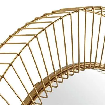 Amazon Brand - Rivet Modern Round Iron Circle Metal Hanging Wall Mount Mirror, 27.75 x 27.75 inches, Gold