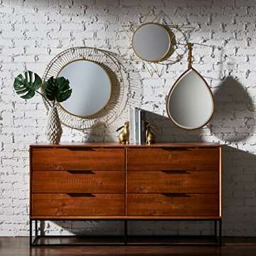 Amazon Brand - Rivet Modern Round Iron Circle Metal Hanging Wall Mount Mirror, 27.75 x 27.75 inches, Gold