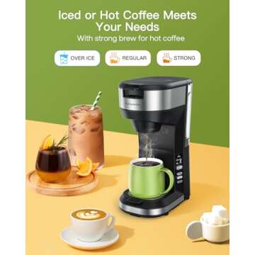 Famiworths Upgraded Hot and Iced Coffee Maker: K Cups & Ground Coffee, 30 Oz Reservoir