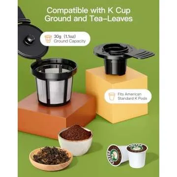 Famiworths Hot Iced Coffee Maker for K Cups & Ground Coffee