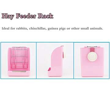 Amakunft Guinea Pigs Hay Feeder Rack, Rabbit Mess-Free Alfalfa Dispenser,Hay Manger Rack for Small Animal, Rabbit, Guinea Pig, galesaur, Ferret (Beige)