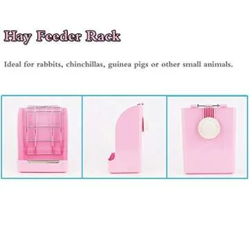 Amakunft Guinea Pigs Hay Feeder Rack, Rabbit Mess-Free Alfalfa Dispenser,Hay Manger Rack for Small Animal, Rabbit, Guinea Pig, galesaur, Ferret (Beige)