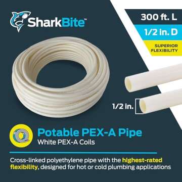 SharkBite 1/2 Inch x 300 Feet White PEX-A, PEX Pipe Flexible Water Tubing for Plumbing, UA60W300