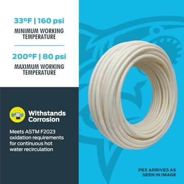 SharkBite 1/2 Inch x 300 Feet White PEX-A, PEX Pipe Flexible Water Tubing for Plumbing, UA60W300