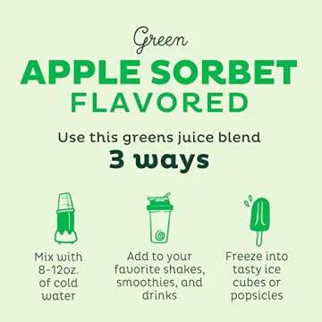 KOS Organic Super Greens Powder - Delicious Green Apple Flavor