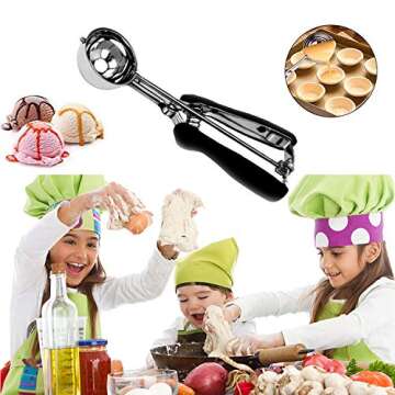 Cookie Scoops for Baking Set of 3, Ice Cream Scoop 18/8 Stainless Steel with Anti Slip Rubber Grip