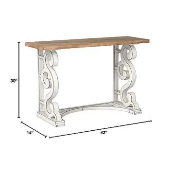 Kate and Laurel Wyldwood Country French Solid Wood Console Table - Rustic/White Legs - Natural Wood Top