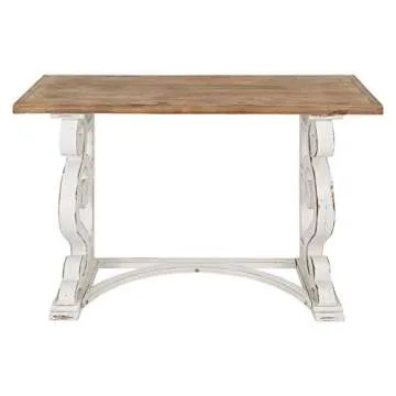 Kate and Laurel Wyldwood Country French Solid Wood Console Table - Rustic/White Legs - Natural Wood Top