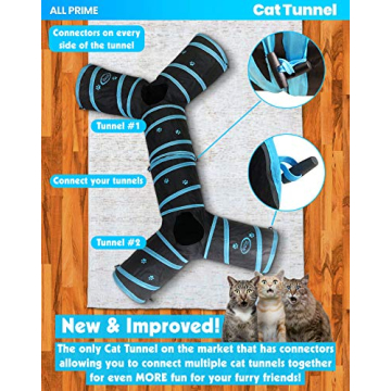 All Prime Cat Tunnel with Interactive Toy for Cats