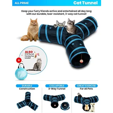 All Prime Cat Tunnel with Interactive Toy for Cats