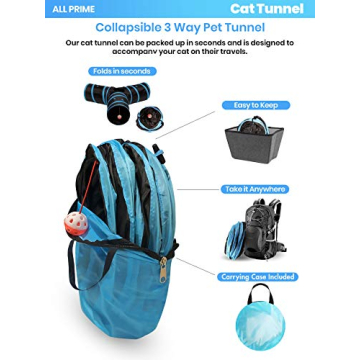 All Prime Cat Tunnel with Interactive Toy for Cats