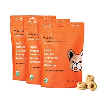 Wild One Organic Natural Crunchy Baked Dog Treats - Variety of Flavors, 8 Oz 3 Pack