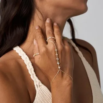 Elegant Bezel CZ Diamond Hand Chain Bracelet for Women