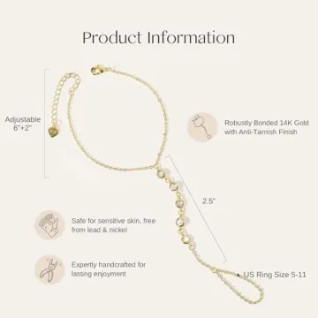 Elegant Bezel CZ Diamond Hand Chain Bracelet for Women