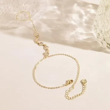 Elegant Bezel CZ Diamond Hand Chain Bracelet for Women