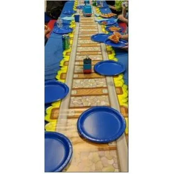 Oojami 3 Pack Railroad Train Track Paper Party Tablecloth Table Runner