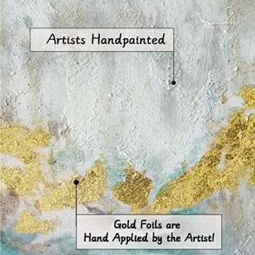 Stunning Blue Abstract Canvas Wall Art with Gold Foil