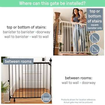 Summer Infant Metal Banister & Stair Safety Pet and Baby Gate,31'-46' Wide, 32.5' Tall, Install Banister to Banister or Wall or Wall to Wall in Doorway or Stairway, Banister and Hardware Mounts -White