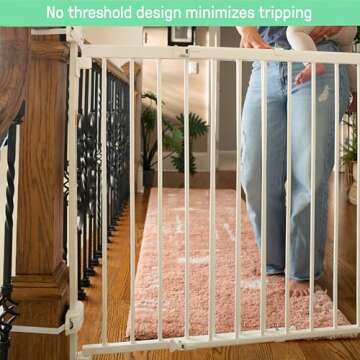 Summer Infant Metal Banister & Stair Safety Pet and Baby Gate,31'-46' Wide, 32.5' Tall, Install Banister to Banister or Wall or Wall to Wall in Doorway or Stairway, Banister and Hardware Mounts -White