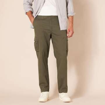 Amazon Essentials Men's Slim-Fit Stretch Cargo Pant (Available in Big & Tall), Olive, 32W x 30L