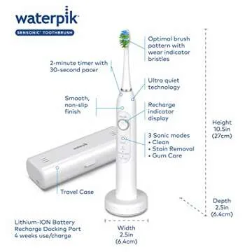 Waterpik Sensonic Sonic Electric Toothbrush with 3 Modes