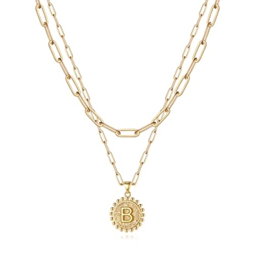 Yoosteel Layered Initial Necklaces for Women - 14K Gold Plated Personalized Jewelry