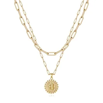 Yoosteel Layered Initial Necklaces for Women - 14K Gold Plated Personalized Jewelry