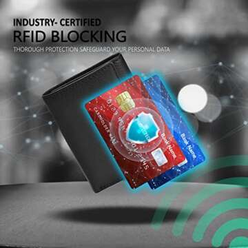 Rich Black Leather Slim Trifold Wallet - RFID Protection