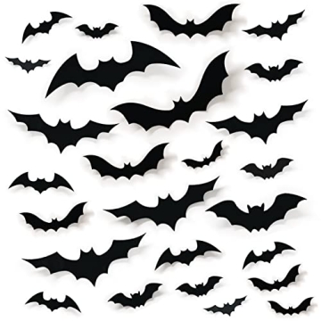 68Pcs Bat Wall Decor, Halloween Bats Decorations 3D Bats Wall Decor Realistic PVC Bats Stickers for ...
