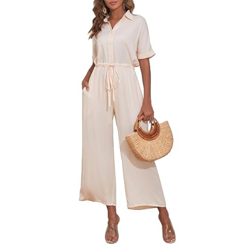 PrettyGuide Wide Leg Jumpsuit with Pockets for Women - Stylish & Comfortable Design