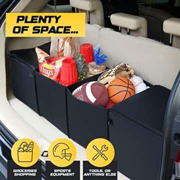 lebogner Auto Trunk Organizer With Insulated Cooler Compartments X-Large Vacation Trunk Cooler Box F...