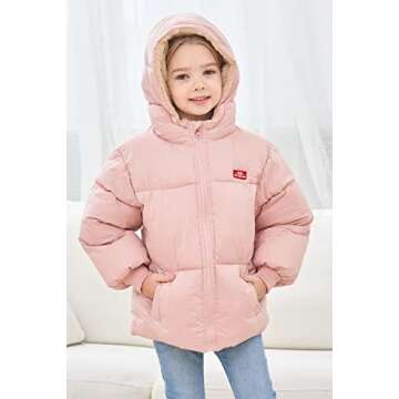 UNICOMIDEA Baby Girl Winter Hooded Jackets 12-18 Months Zipper Coat Pink Infant Girls Plush Outwear ...