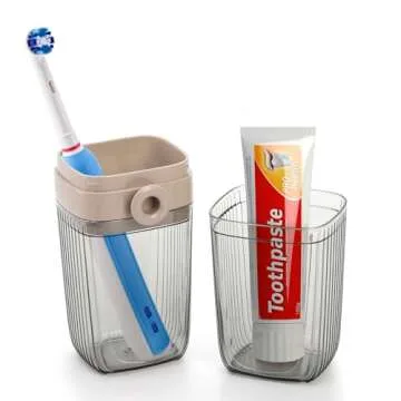 Hedume 3 Pack Toothbrush & Toothpaste Case, Portable Travel Toothbrush Holder with Cup, Travel Toothbrush Container for Camping, Business Trips, Bathroom, School